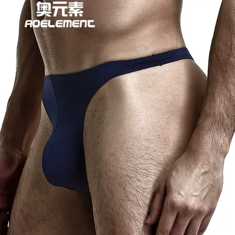 男士低腰纯色U凸弹力紧身性感T内裤冰丝滑高叉丁字裤透气T裤运动商品大图