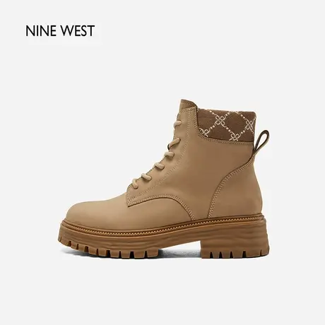 Nine West/玖熙厚底大黄马丁靴2023年冬季新款磨砂绒英伦短靴高帮图片