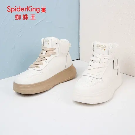 SPIDER KING/蜘蛛王女板鞋真皮2023秋商场新款休闲鞋高帮百搭厚底图片