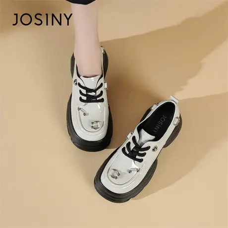 Josiny/卓诗尼单鞋女2024新款春季厚底舒适英伦风小众原创乐福鞋商品大图