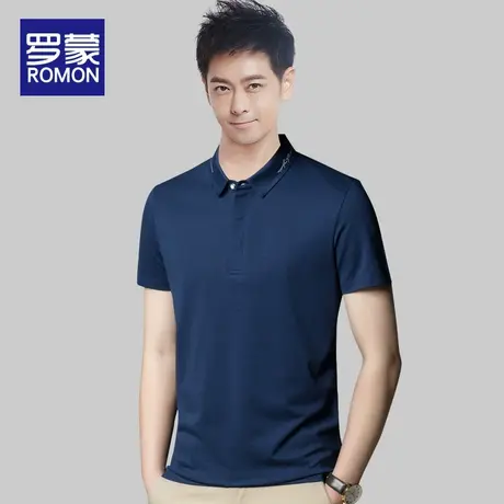 罗蒙男士短袖T恤2023新款商务休闲弹力Polo衫夏季翻领半袖上衣服商品大图