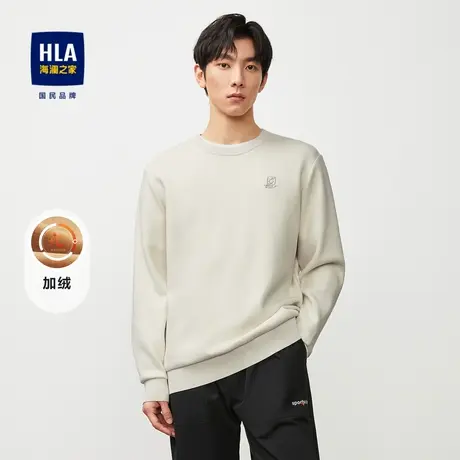 【加绒加厚】HLA/海澜之家提花针织衫23秋冬新字母刺绣圆领毛衣男商品大图