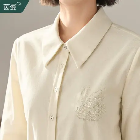 茵曼灯芯绒衬衫女长袖内搭叠穿全棉上衣2023年秋冬新款高级感衬衣图片