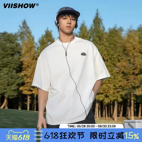 VIISHOW潮牌短袖2025年夏半袖简约情侣装美拉德体恤休闲运动T恤男商品大图