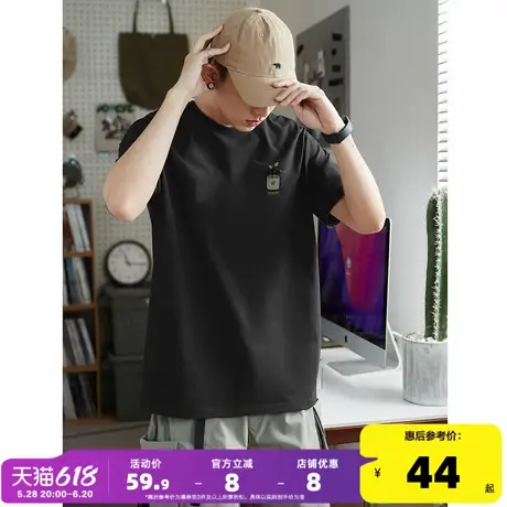 唐狮2025年春夏季新款纯棉短袖t恤男潮印花宽松圆领上衣内搭衫PX商品大图