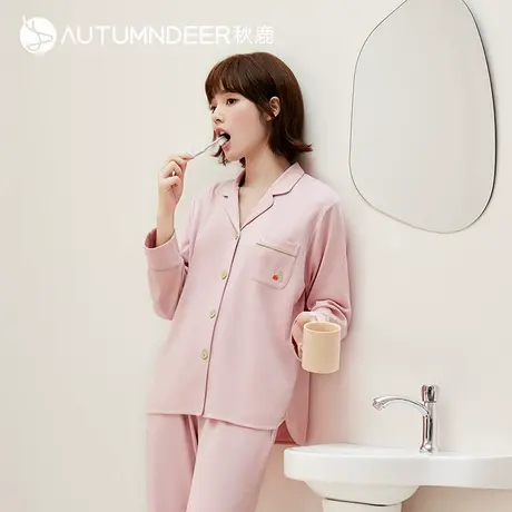 秋鹿【超柔软亲肤】多巴胺纯棉睡衣秋季女款长袖家居服可外穿套装图片