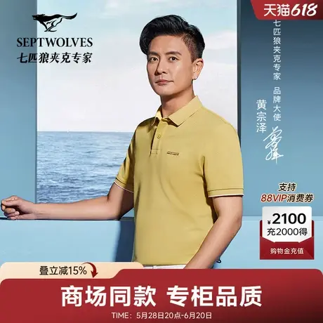 【明星同款】七匹狼短袖polo衫男2025夏季时尚休闲短款翻领T恤商品大图