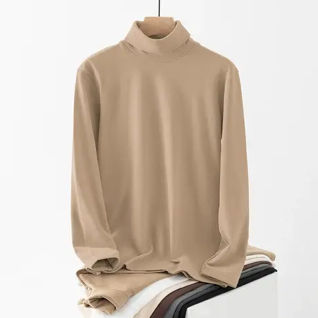 300g重磅德绒长袖t恤男潮流秋冬高领打底衫双面绒保暖内搭秋衣服图片