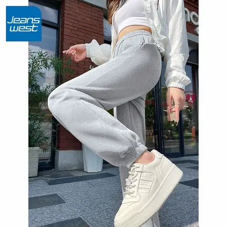 KV真维斯橡筋收脚裤女2025新款春秋爆款韩系温柔灰色百搭束脚裤子商品大图
