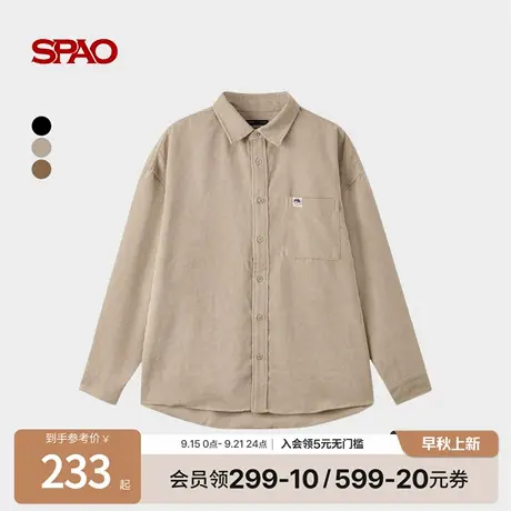 【WOODIE系列】SPAO韩国同款25年秋季新品男士宽松长袖翻领衬衫商品大图