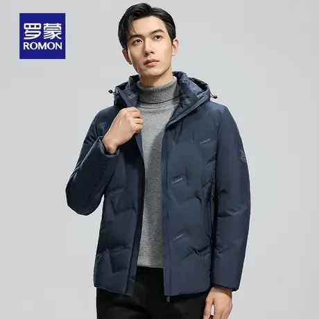 罗蒙时尚短款连帽羽绒服男士2025冬季新款潮流休闲保暖防寒外套男商品大图