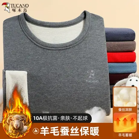 啄木鸟男士保暖德绒内衣套装秋冬休闲秋衣秋裤羊毛蚕丝加厚打底衫商品大图