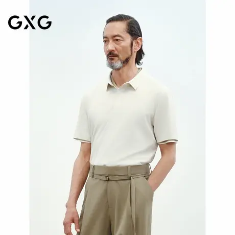GXG男装 无痕压胶分割polo衫男士上衣翻领通勤短袖T恤 25夏新品图片
