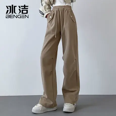 冰洁阔腿裤女2023春秋冬新款高腰宽松显瘦休闲直筒运动卫裤LBDS商品大图