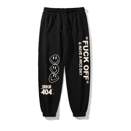 hiphop美式高街vibe风裤子男春秋季潮牌笑脸痞帅束脚卫裤潮流休闲商品大图