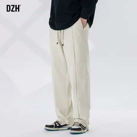 男生米白色休闲裤男宽松直筒潮牌纯棉裤子男款美式高街工装裤垂感商品大图