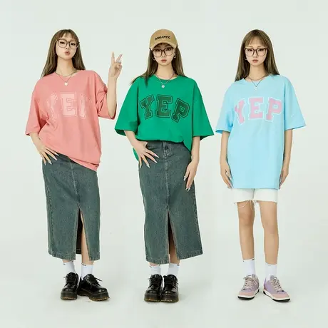 YEP夏季新款2023年纯棉短袖印花T恤女独特上衣超好看减龄打底衫商品大图