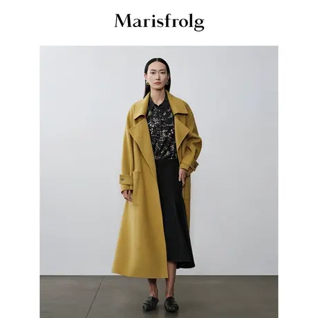 【艺术时装大衣】玛丝菲尔秋季新款绵羊毛法式时尚毛呢外套商品大图