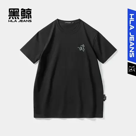黑鲸HLAJEANS海澜之家旗下潮牌印花圆领短袖T恤男简约休闲短t男图片
