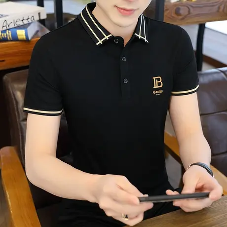 polo衫短袖男士2023夏季新款宽松透气珠地棉男士半袖T恤翻领夏装商品大图