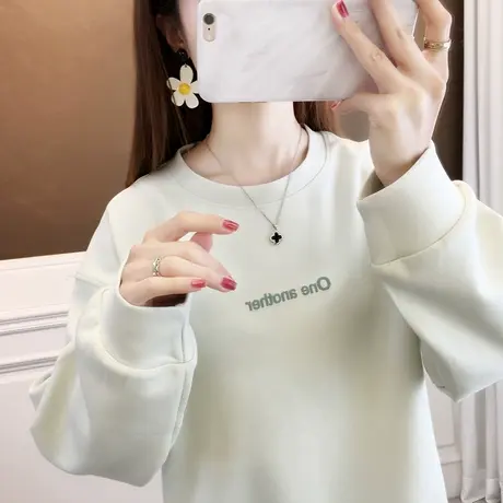 早秋卫衣女2023新款女士圆领时尚内搭洋气短款小个子上衣春秋宽松商品大图