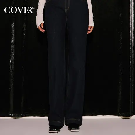 COVER冬季鹅绒内胆微喇牛仔羽绒裤图片