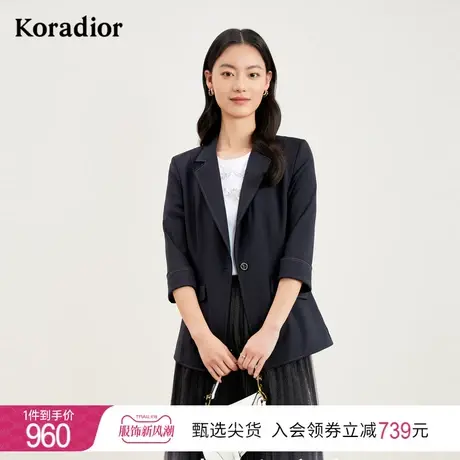 珂莱蒂尔新款七分袖西装外套女一粒扣高级设计感职场ol通勤西服图片