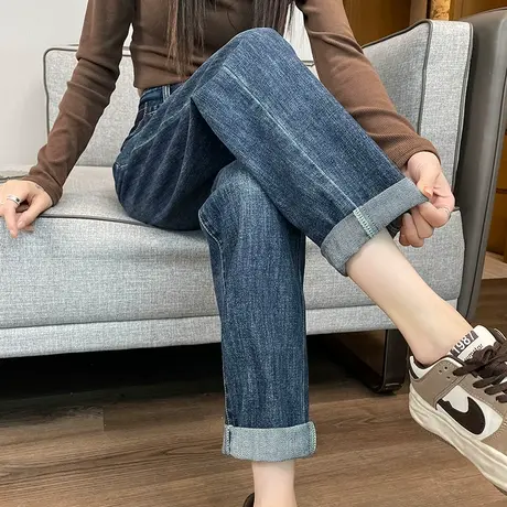 哈伦牛仔裤女小个子裤子显高梨形身材春秋复古高腰九分萝卜老爹裤商品大图