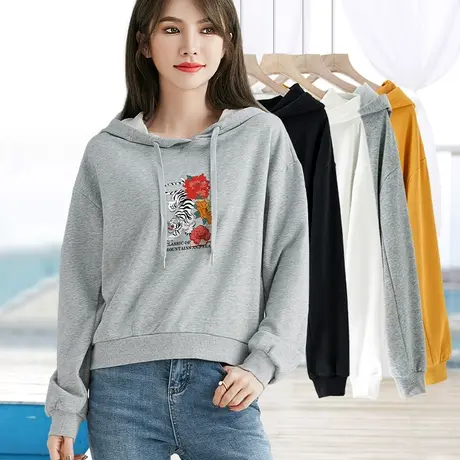 2024年春季新款印花连帽卫衣女长袖宽松百搭显瘦减龄打底衫上衣女商品大图