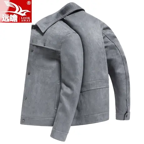 麂皮绒外套男士春秋季新款潮牌宽松休闲翻领上衣秋冬款工装夹克男商品大图