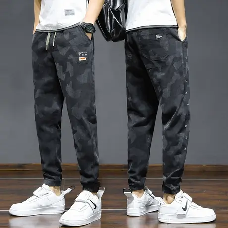 夏季薄款加肥加大码胖子潮牌运动工装裤男士束脚宽松休闲裤子夏天商品大图