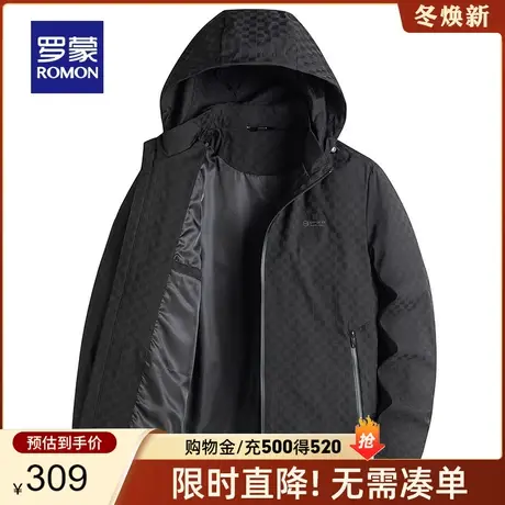 【可拆卸帽】罗蒙男士时尚休闲夹克衫2024春季新款潮流棋盘格外套图片