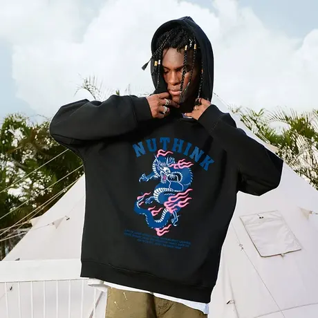 Nuthink国潮春节新年过年龙年本命年加绒加厚卫衣男春季保暖外套商品大图