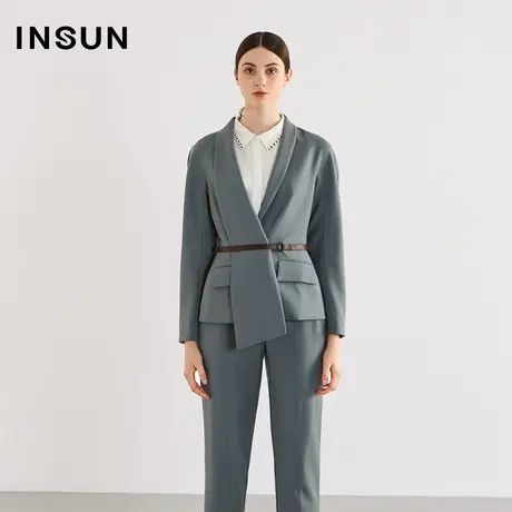 INSUN恩裳秋季绵羊毛收腰修身西装外套商品大图