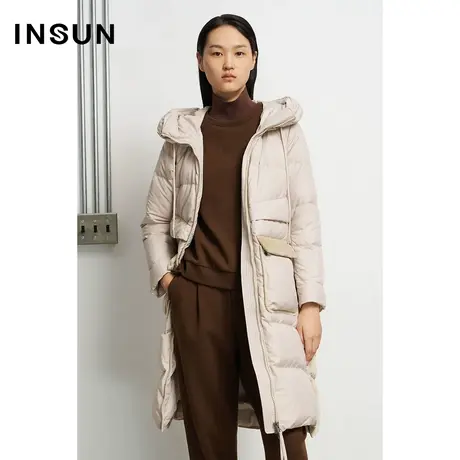 INSUN恩裳冬季宽大口袋白鹅绒羽绒服商品大图