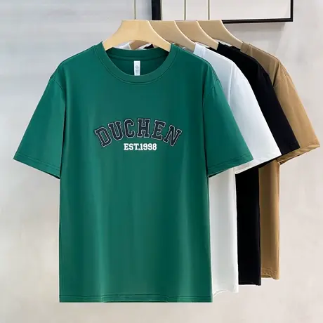 冰丝凉感男士短袖t恤宽松透气圆领ins印花半袖美式潮流休闲上衣男图片