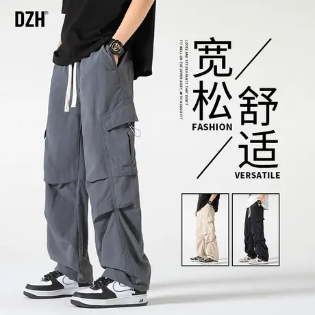 男士美式工装裤直筒休闲裤男款裤子男春秋款2024新款冲锋裤伞兵裤商品大图