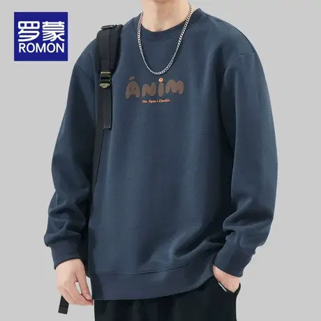 罗蒙卫衣男士秋季爆款潮流美式打底上衣服圆领宽松休闲长袖t恤男图片