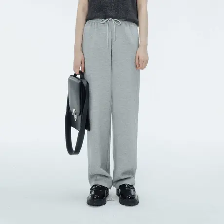 omont蛋挞家 白色直筒运动裤女秋季新款宽松阔腿休闲裤卫裤长裤子商品大图