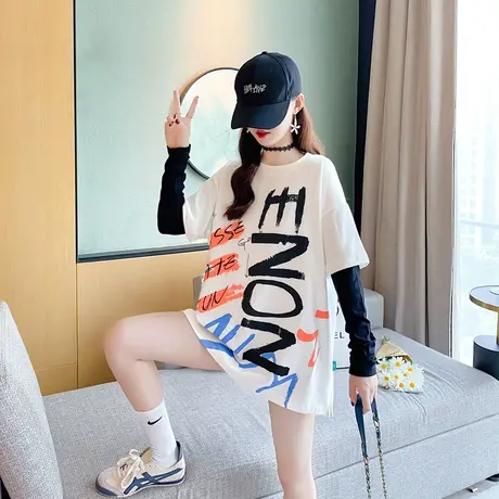 女装2023年新款秋冬秋款秋装两件纯棉长袖T恤宽松打底衫爆款上衣图片