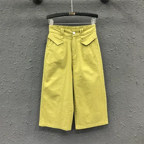 气质直筒七分裤女2023夏季新款休闲百搭高腰OL通勤显瘦宽松阔腿裤商品大图