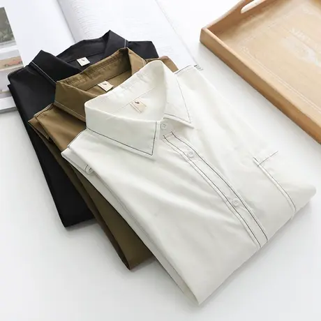 白色衬衫女早春法式设计感小众内搭盐系衬衣明线长袖打底叠穿上衣图片