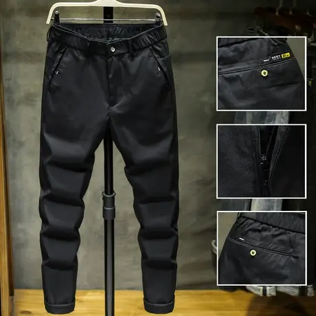 贝勒犀牛秋冬四季休闲裤男弹力修身纯色简约青年长裤子男士潮裤子商品大图