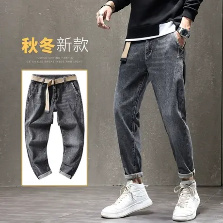 春秋款潮牌男士牛仔裤宽松直筒水洗复古休闲长裤子男裤2023年新款商品大图