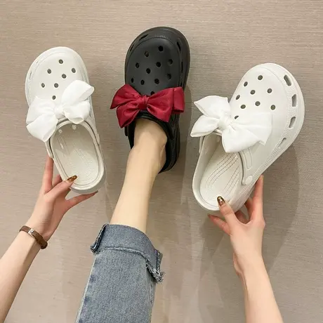 2023新款高跟洞洞鞋女ins潮厚底外穿包头防滑时尚凉拖鞋夏沙滩鞋商品大图