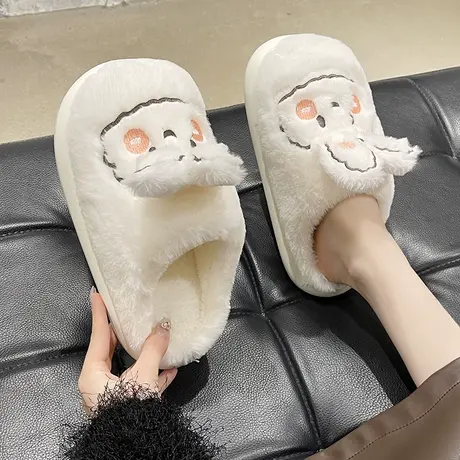 棉拖鞋女款秋冬季上新外穿可爱兔子毛绒保暖防滑厚底家居包头拖鞋图片