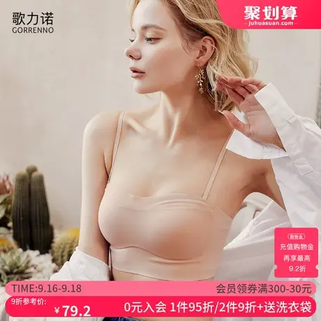 歌力诺抹胸式内衣女肤色无痕小胸聚拢裹胸可拆卸无肩带美背文胸罩商品大图