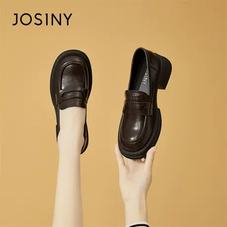 Josiny/卓诗尼厚底小皮鞋女款2024年新款春秋季英伦风一脚蹬单鞋商品大图
