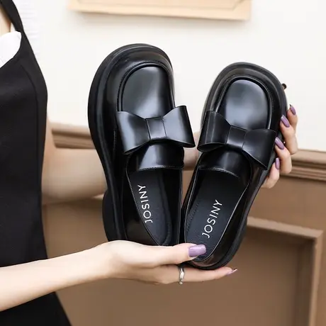 正码卓诗尼法式少女小皮鞋2023年秋款春鞋单鞋显脚小蝴蝶结乐福鞋商品大图