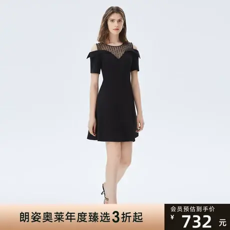 朗姿商场同款夏奥莱新款连衣裙新款显瘦短裙网纱连衣裙法式小黑裙图片